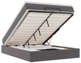 Ottomán ágykeret matraccal Szürke 140x190cm műbőrrel