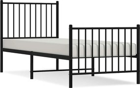 vidaXL fekete fém ágykeret fej- és lábtámlával 80 x 200 cm