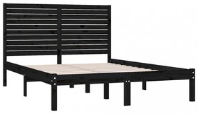 King Size fekete tömör fa ágykeret 150 x 200 cm