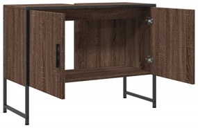 barna tölgy szerelt fa fürdőszobai mosdószekrény 80x33x60 cm