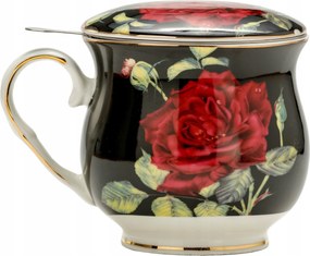 Porcelán teásbögre fedő virágszűrő 480 ml