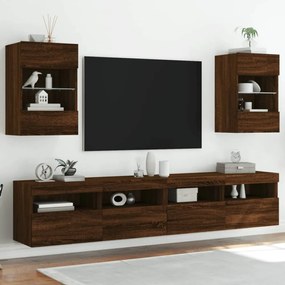 barna tölgyszínű fali TV-szekrény LED-del 40x30x60,5 cm