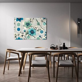 Kép elegáns virágok geometrikus háttéren