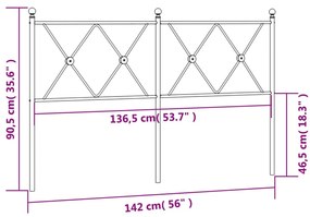 fehér fém fejtámla 137 cm