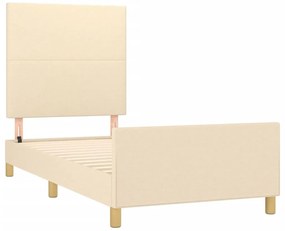 krémszínű szövet ágykeret matrac nélkül 100x200 cm