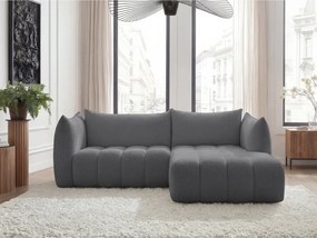 Szürke buklé sarokkanapé (jobb oldali-heverő résszel) Azra – Bobochic Paris