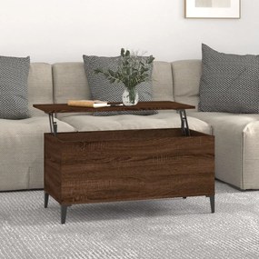 Barna tölgyszínű szerelt fa dohányzóasztal 90x44,5x45 cm