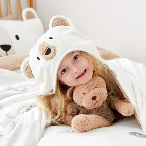 Barna-krémszínű mikroplüss kapucnis takaró 90x125 cm Cosy Bear – Catherine Lansfield