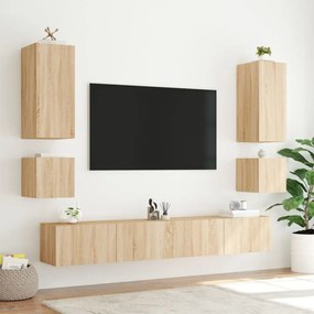 sonoma tölgy színű fali TV-szekrény LED-ekkel 40,5x35x40 cm