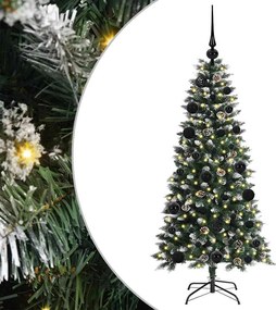 vidaXL Mű karácsonyfa 150 LED-del Zöld 120 cm PVC és Műanyag és Acél