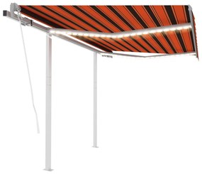 narancssárga-barna szélérzékelős és LED-es napellenző 3x2,5 m