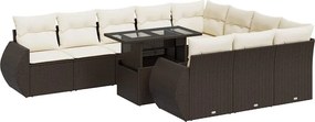 vidaXL 11 részes barna polyrattan kerti ülőgarnitúra párnákkal
