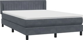 vidaXL sötétszürke bársony rugós ágy matraccal 140x220 cm
