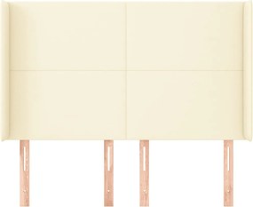 krémszínű műbőr fejtámla szárnyakkal 147x16x118/128 cm