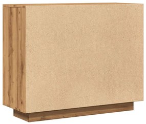 kézműves tölgy színű szerelt fa tálalószekrény 92 x 35 x 75 cm