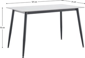 Étkezőasztal, fehér márvány/fekete, 121x71 cm, FLORENC TYP 1