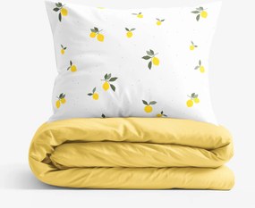 Goldea pamut ágyneműhuzat duo - citromok, sárga hátoldal 140 x 200 és 70 x 90 cm