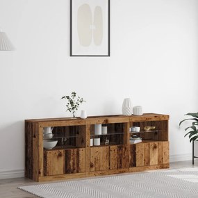 Oldaltálca LED világítással Régi fa 181,5x37x67 cm Mérnöki fa
