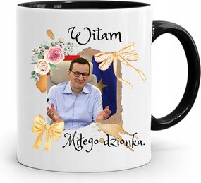 Fekete Politikus Bögre Mateusz Morawiecki Miniszterelnök fényképes nyomtatással