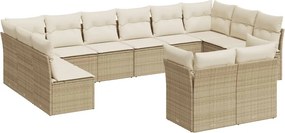 vidaXL 12 részes bézs polyrattan kerti ülőgarnitúra párnákkal