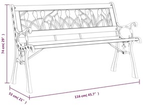tömör fenyőfa és acél kerti pad 116 cm