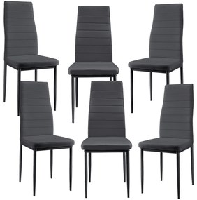 [en.casa] Étkezőszék párnázott műbőr szék Graz 6 darabos szett 96 x 43 cm sötétszürke