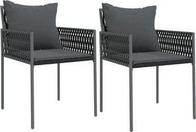 vidaXL 2 db fekete polyrattan kerti szék párnával 54 x 61 x 83 cm