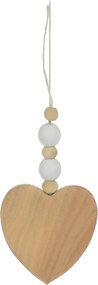 Függesztett dekoráció Szív, fehér/natúr