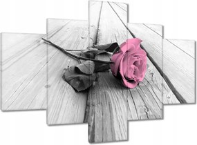 Vászonkép 100x70 Rózsa világos deszkákon