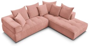 Rózsaszín zsenília sarokkanapé (jobb oldali-L alakú) Whesley – Bobochic Paris