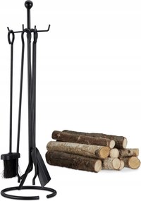 5 Az 1-BEN Kandalló Tartozék Szett Seprű Fogó Spatula Állvány