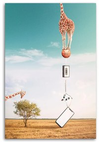 Gario Vászonkép Zsiráf, labda és elektronika - Bryantama Art Méret: 60 x 90 cm