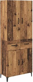 vidaXL Magasfiú Falra szerelhető Öreg fa 69,5 x 34 x 180 cm Faanyag