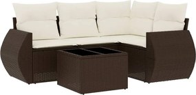 vidaXL 5 részes barna polyrattan kerti ülőgarnitúra párnával