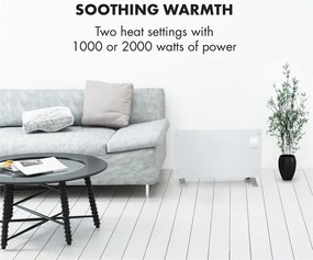Klarstein Bornholm Curved Ambient, konvektor, 1000/2000 W, fehér