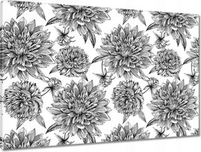 Vászonkép 90x60 Fekete-fehér grafika Virág