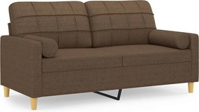 vidaXL 2 személyes barna szövet kanapé díszpárnákkal 140 cm