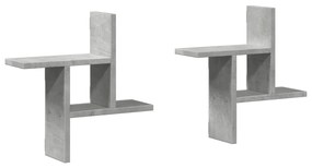 2 db betonszürke szerelt fa fali polc 38 x 12 x 38 cm