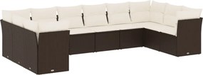 vidaXL 10 részes barna polyrattan kerti ülőgarnitúra párnákkal