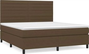 vidaXL sötétbarna szövet rugós ágy matraccal 180 x 200 cm