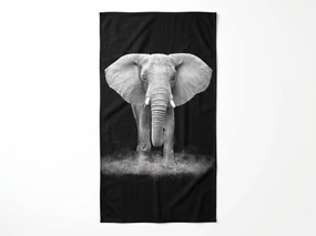 Gyorsan száradó XXL strand Fürdőlepedő ELEPHOS fekete-szürke 150 x 210 cm, 100% mikroszál