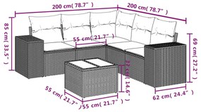 6 részes bézs polyrattan kerti ülőgarnitúra párnával