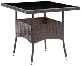 3 részes barna polyrattan és üveg kerti étkezőgarnitúra