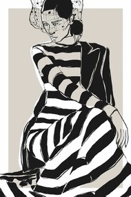 Illusztráció Striped Dress, Treechild