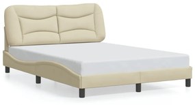 krémszínű szövet ágykeret LED-ekkel matrac nélkül Hvar 140 x 190 cm