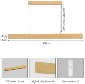Brilagi - Dimmelhető LED kábeles csillár SLIMLINE LED/40W/230V 3000-6000K tölgy dekor + távirányító