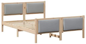 Ágykeret fejtámlával Világosszürke 150 x 200 cm szövet