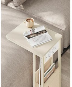 Oldalasztal, éjjeliszekrény beépített elosztóval krémfehér színben