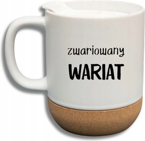 Fehér Bögre Fedéllel És Parafa Aljjal Ajándék Őrült