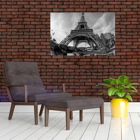 Kép - Eiffel-torony, fekete-fehér (90x60 cm)